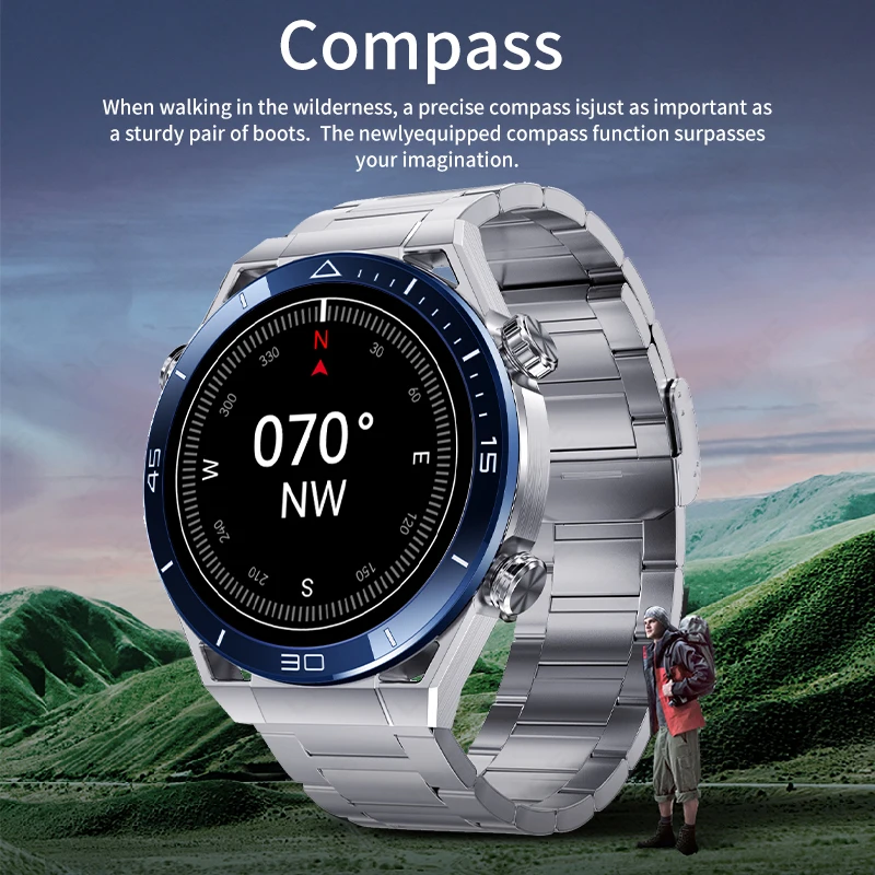 LIGE GPS Smart Watch Men 454*454 HD resolution Voice Calling NFC Watches Compass IP68 Waterproof ECG+PPG Smartwatch For Huawei