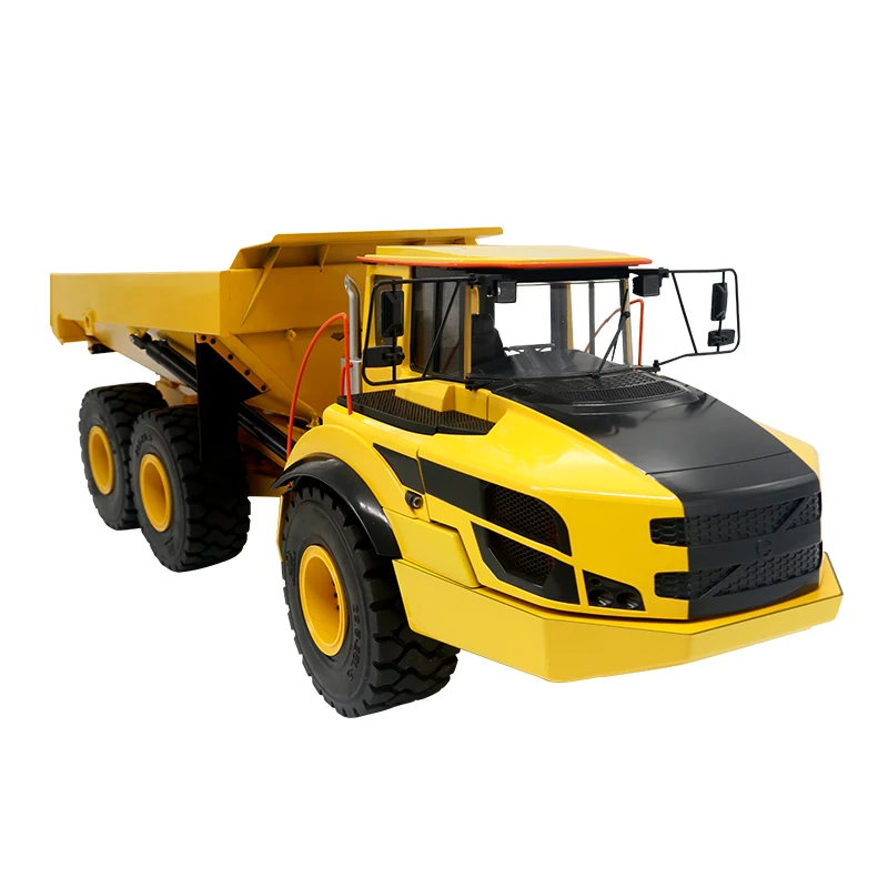 JDM 166 1/14 E450C hydrauliczne RC przegubowe wywrotka RTR żółty W/System oświetlenia dźwiękowego Flysky I6s 10CH silnik