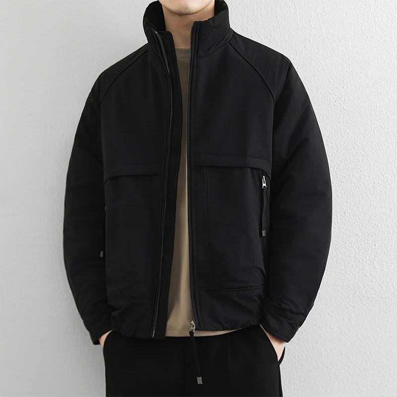 

Autumn Winter Men Loose Harajuku Jacket Men Parkas Jacket Men Fashion Casual Coats Male Outerwear Black Cotton Padded Jackets