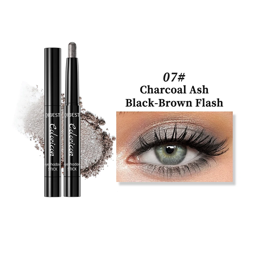 

QIBEST Colorful Glitter Eyeshadow Stick Lasting Eye Shadow Pencil Makeup Shimmer Eyeshadow Highlighter Brighten Lying Silkworm