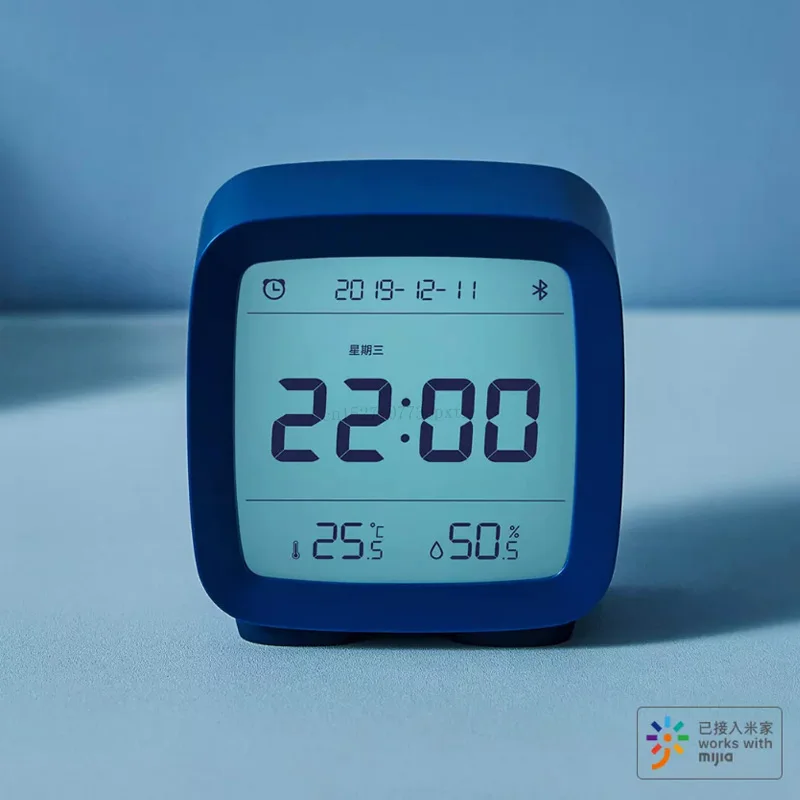 Qingping Bluetooth Alarm Clock smart Control Temperature Humidity Display LCD Screen Adjustable Nightlight No Battery for Xiaomi