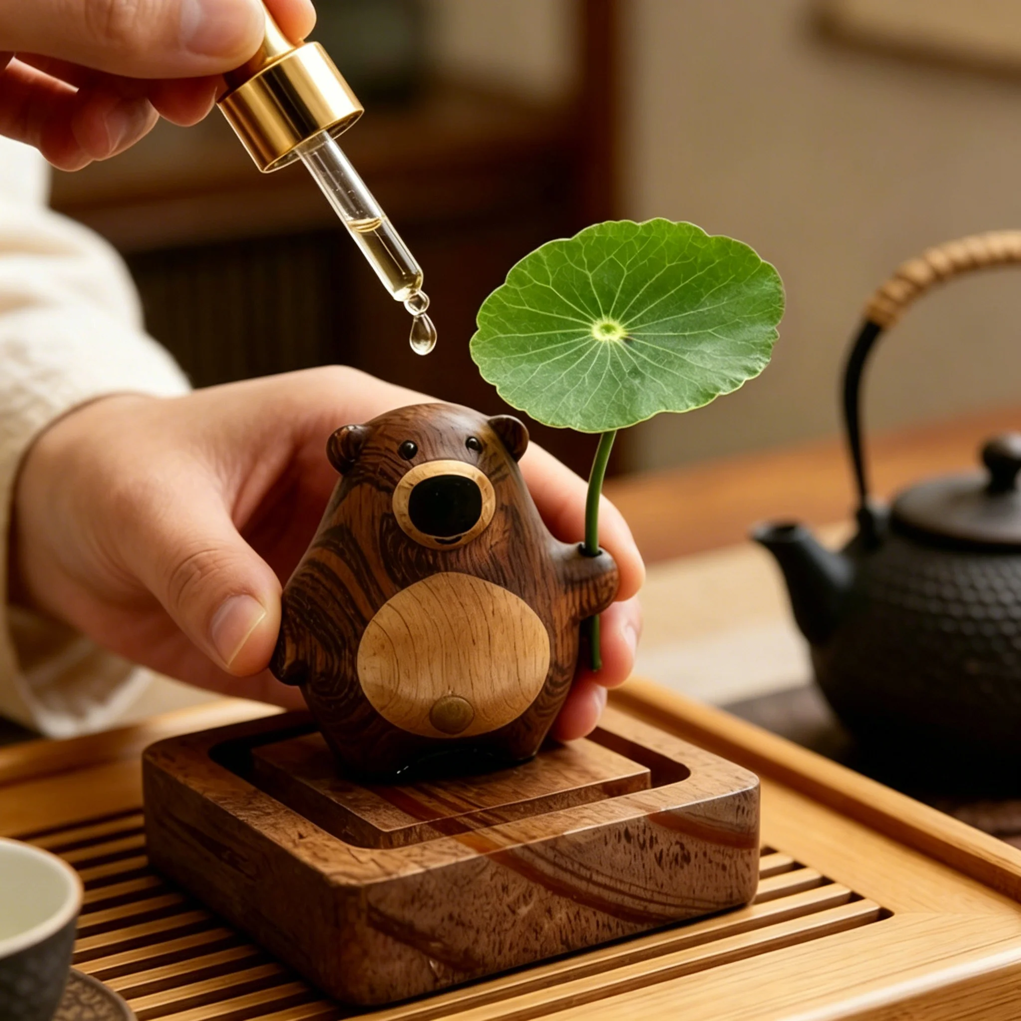 Desk Setup Essentials - かわいいクマのアロマディフューザー木製クリエイティブエッセンシャルオイルフレグランスオーナメント車用ホーム寝室ティーテーブルデコレーションニッチアロマセラピー