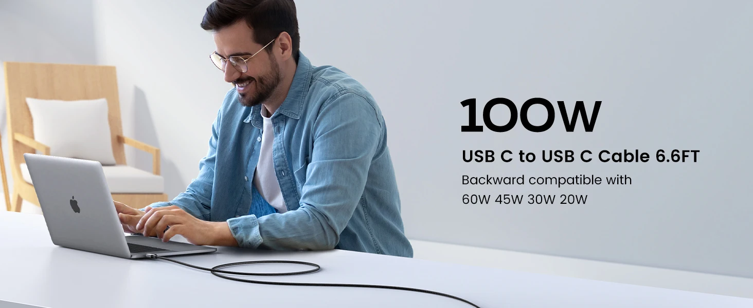 [2 Pack] UGREEN PD100W USB C Cable 5A Type C Fast Charger Cable for Samsung S26 iPhone 17 Laptop MacBook Dell HP QC 4.0 USB Cord