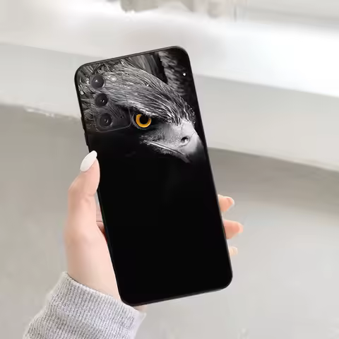 Eagle King Silicone Black Phone Cases for Samsung Galaxy S24 Ultra S23 5G S22 S21 S20 FE Plus Note 20 S10 Lite E Cover