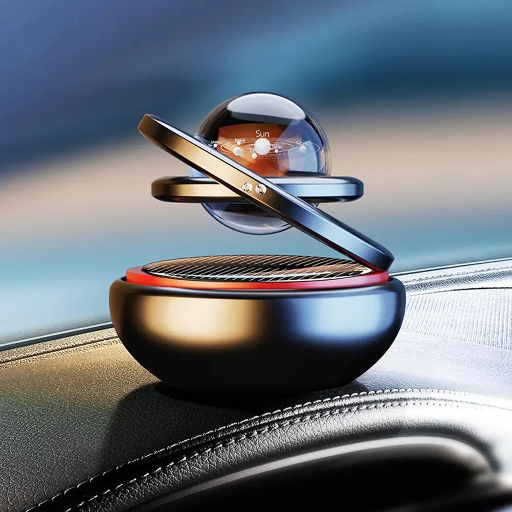 

Car Air Freshener Solar Rotating Aromatreatment Decoration Car Double Suspended Crystal Planet Aromatherapy Perfume Ornaments