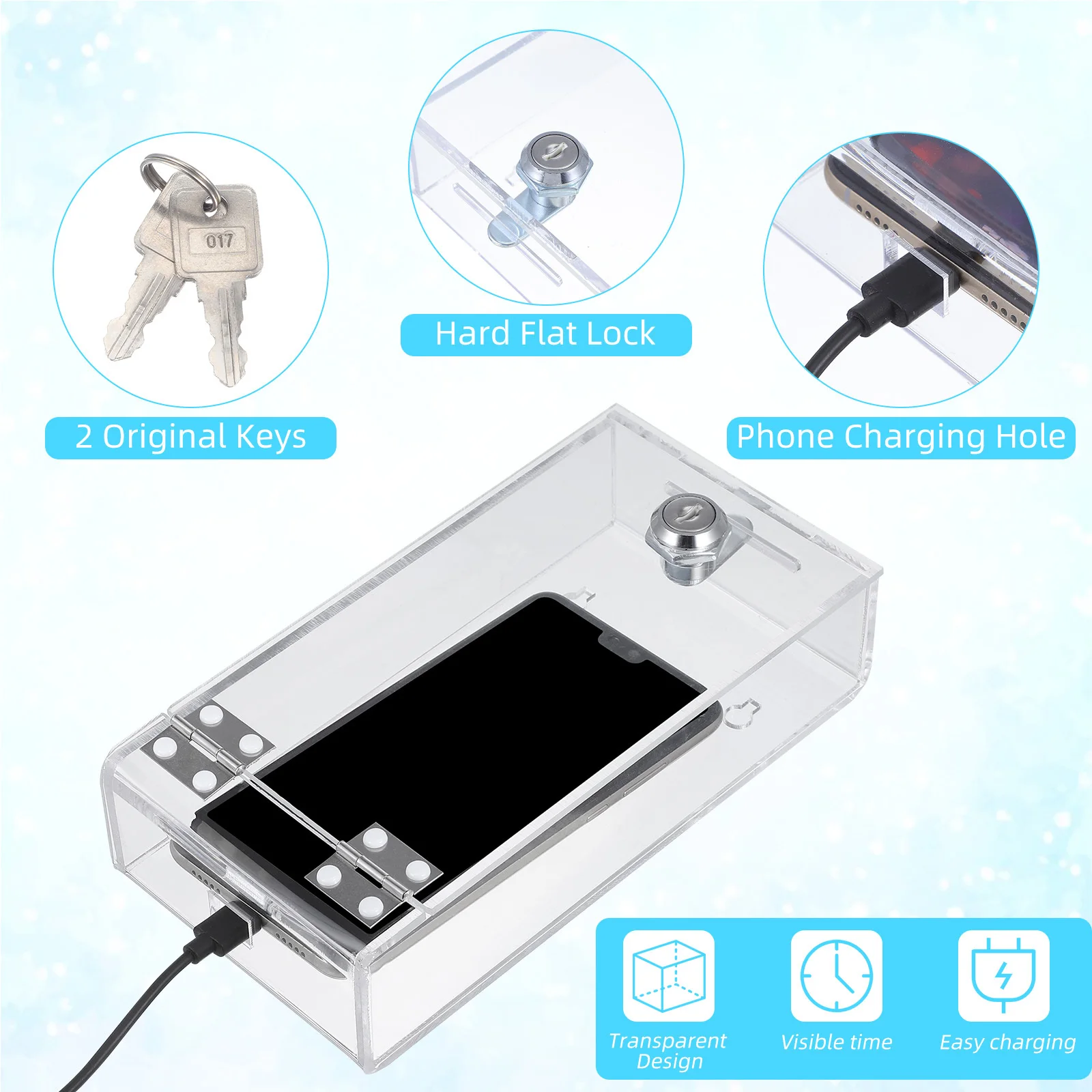 Transparent Storage Box Acrylic Phone Locker Cable Outlet Cover Emergency Calls Messages Strong Lightweight Fashionable Cell