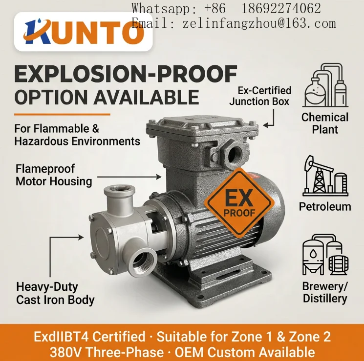 30-200L Min SUS304 Flexible Impeller Pump Self Priming Chemical Oil Sludge Viscous Fluid Transfer Heavy Duty Industrial