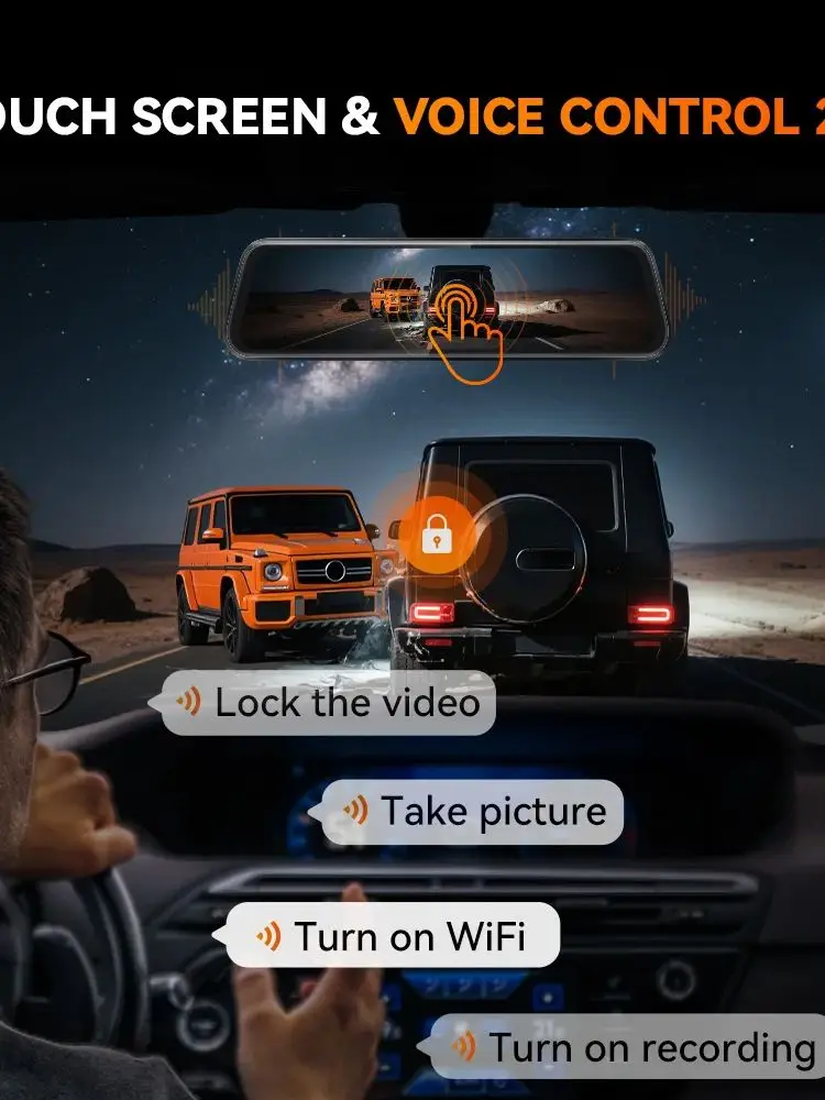 WOLFBOX M40 Dashcam 4K+1080P mit Sprachsteuerung ADAS Integrierte 5GHZ WI-FI und GPS-Videorecorder Vorder- und Rückfahrkamera