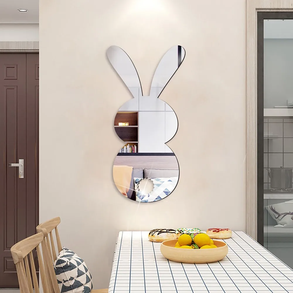 

3D Acrylic Mirror Bunny Rabbit Wall Stickers Fashion DIY Decals Bedroom Home Mural Wedding Background Decoration Birthday Gift