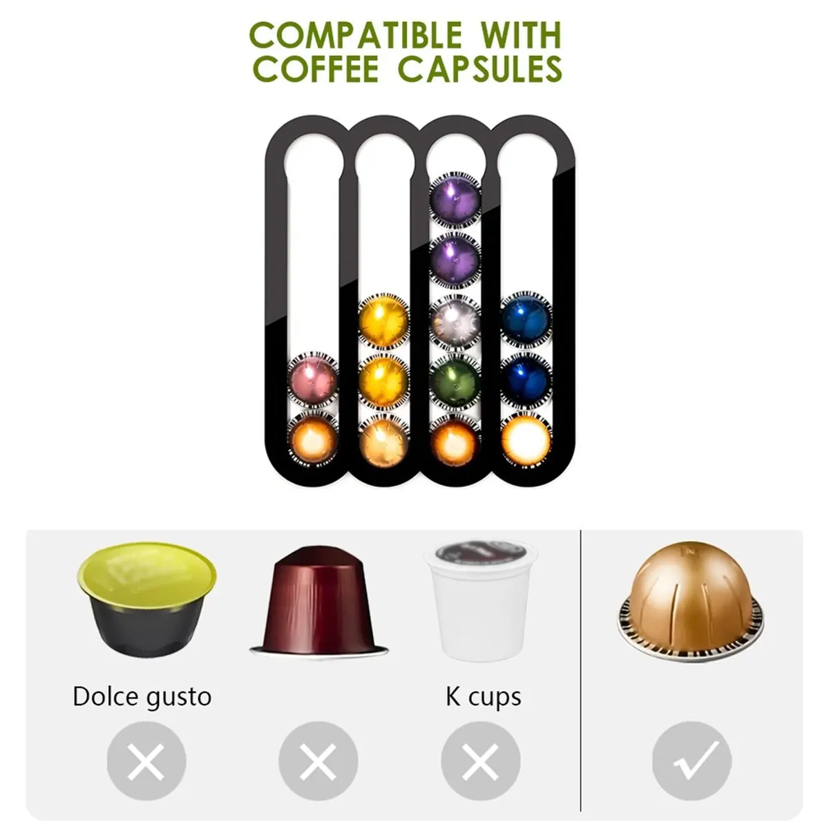 حامل كبسولات أكريليك أسود للمطبخ وحامل كبسولة المطبخ ومجموعة القهوة للكبسولات #2