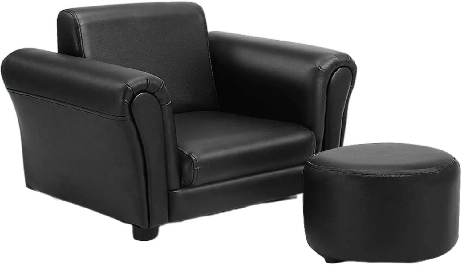 

Kids Sofa with Footstool, Children's Lounge Chair, Soft PU Leather Surface, ASTM CPSIA Certified for Toddlers Boys Girls (Black)