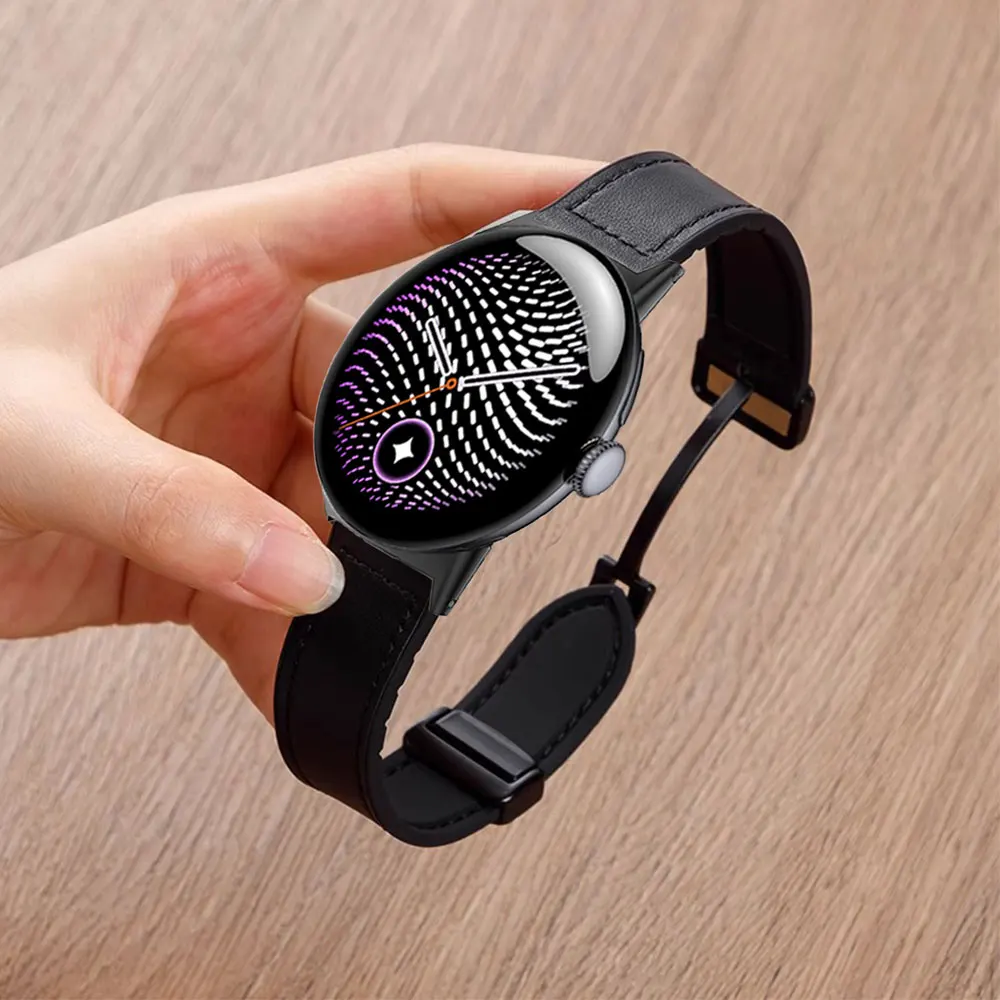 Magnetic Strap For Google Pixel Watch 5 4 3 45mm Leather+Silicone Wristband For Google Pixel Watch 5 4 3 2 1 41mm Band Accessory