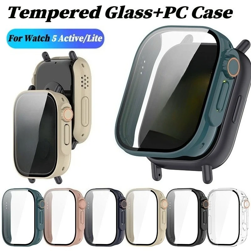 Gehärtetes Glas+PC-Gehäuse für Xiaomi Redmi Watch 5 Active/Lite Abdeckung Weiche TPU-Displayschutzfolie Uhrengehäuse für Redmi Watch 5 Lite.