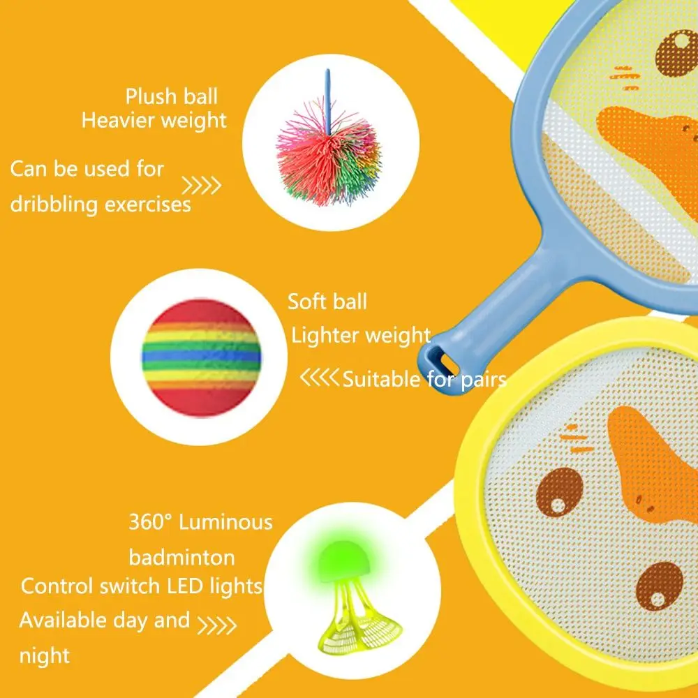 Multiple Gameplay Methods Kids Tennis Racket Anti-slip Handle with 3pcs Balls Children's Sports Toys Lightweight Elastic