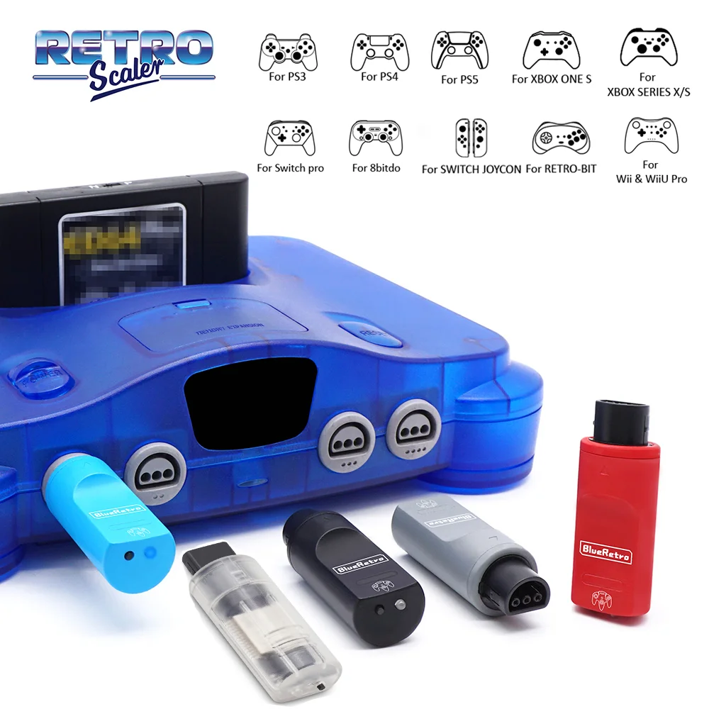 Adaptador RetroScaler BlueRetro para Controladores de Jogo Sem Fio para Console Nintendo 64 para PS3 PS4 PS5 8bitdo Ultimate