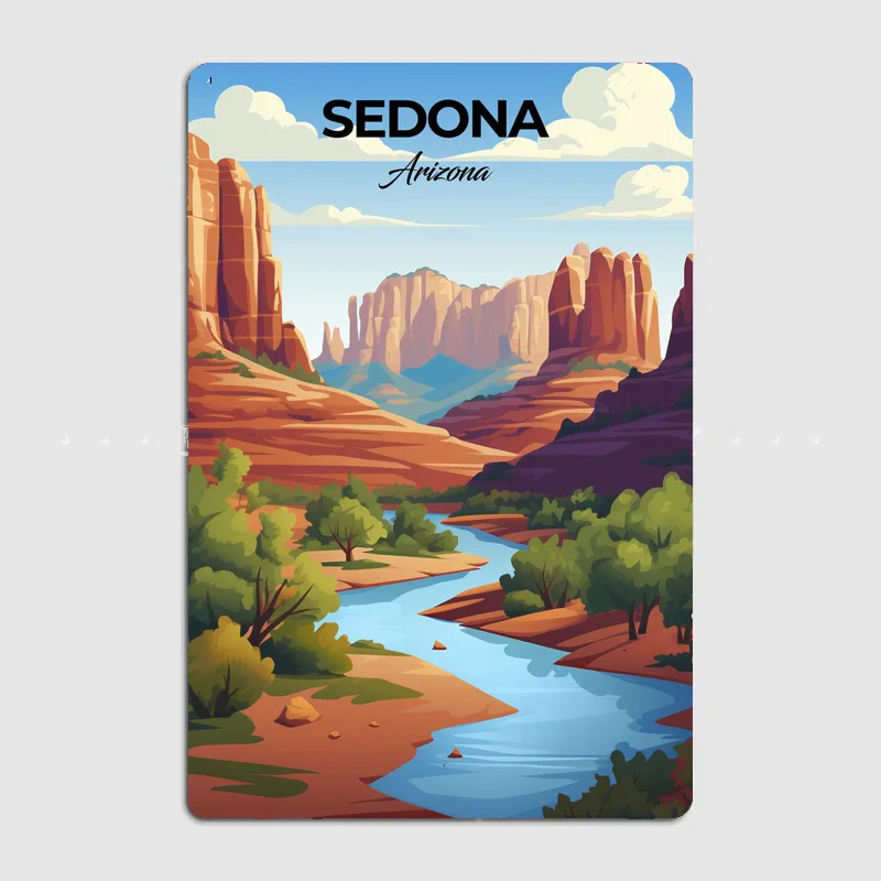 Sedona Arizona Travel Scenic Spot Retro Poster Metal Sign Mural Plates Club Tin Home Decor Room Decoration Wall Decor