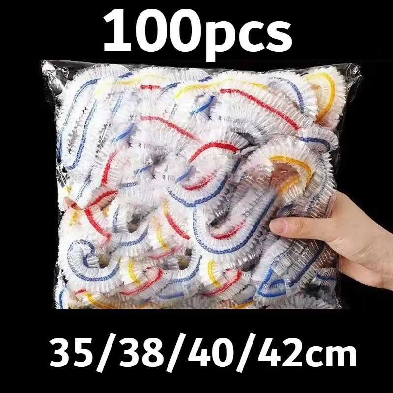 100 Stück Bunte Einweg-Lebensmittelabdeckungen Elastische Frischhaltefolie Schüsselabdeckung, Küchen-Aufbewahrungsbeutel