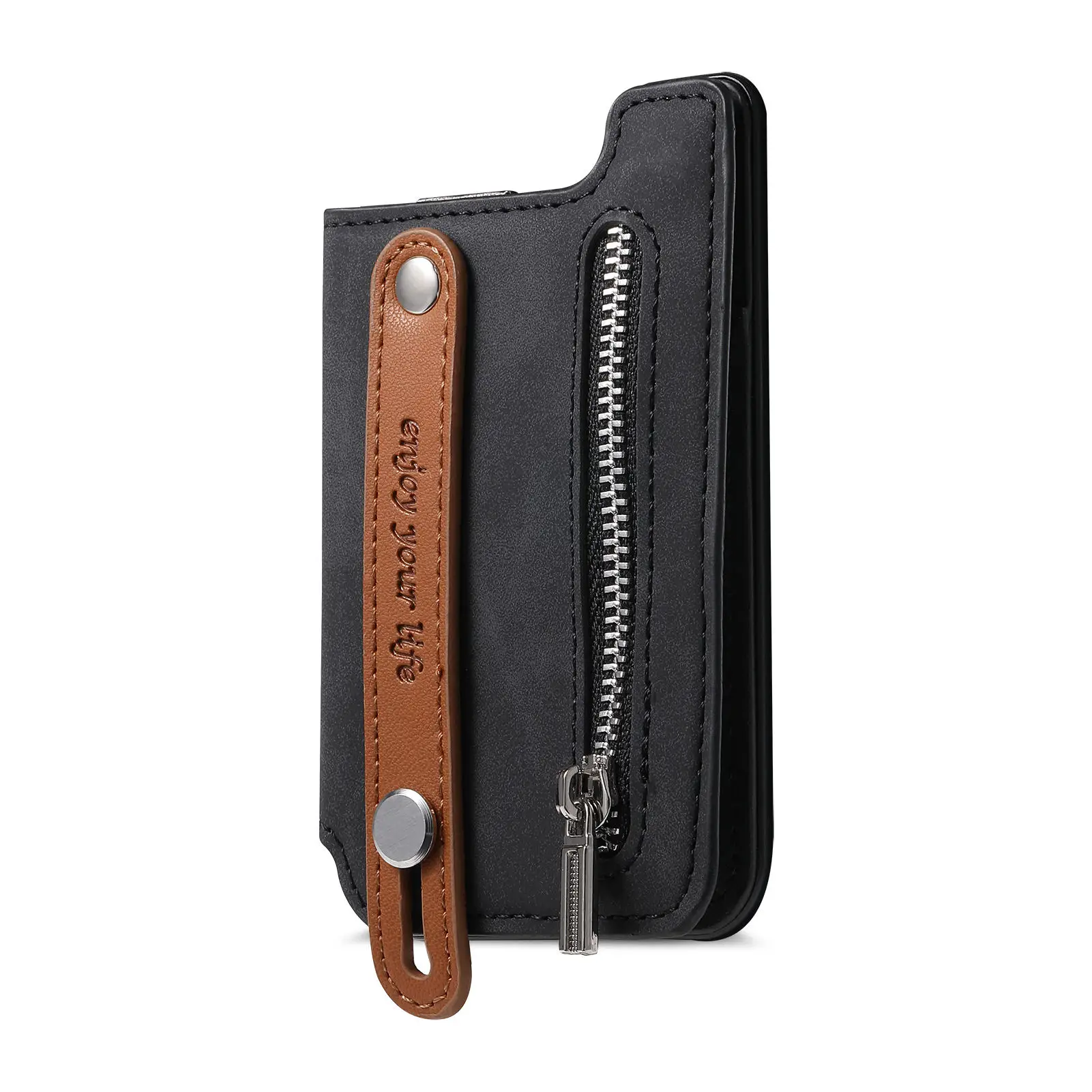 Telefoonkaarttas Draagbare portemonnee met ritssluiting Geschikt voor Magsafe Magnetische telefoonhoes Universele push-pull polsband Desktophouder