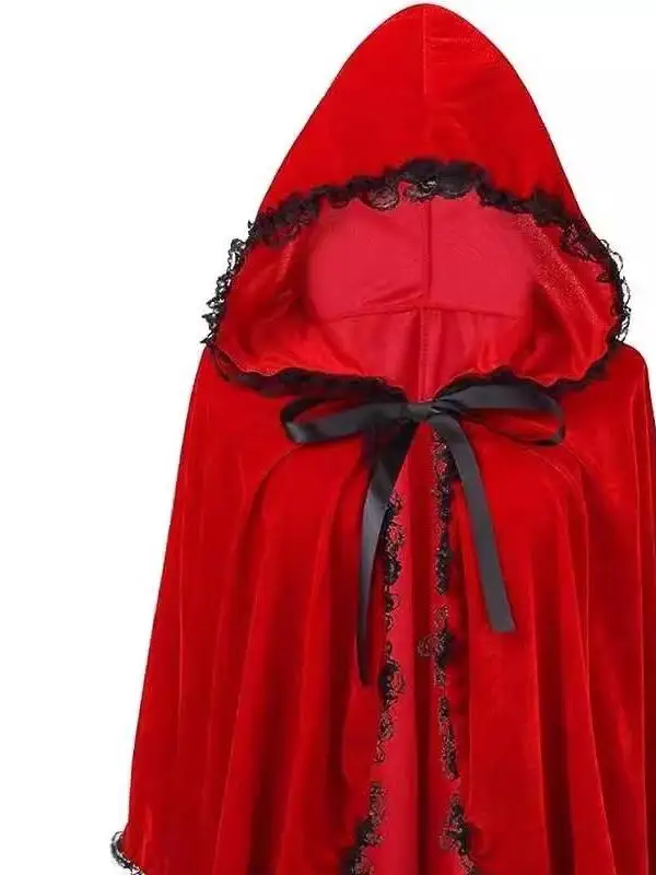 赤ワインレッドのハロウィンショートマント、特別な機会に最適な純色ミニローブ、ハロウィンなどに。
