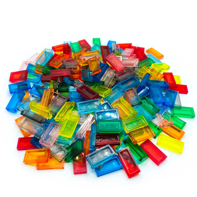 Transparent Tile1x2 Building Block MOC Parts Colorful Brick Toys For Pixel Art Children Creative Compatible 3069 300pcs/Lot