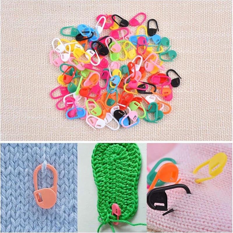 100/50Pcs Colorful Knitting Markers Crochet Clips Plastic Safety Pins For DIY Sewing Craft Stitch Counter Needle Clips
