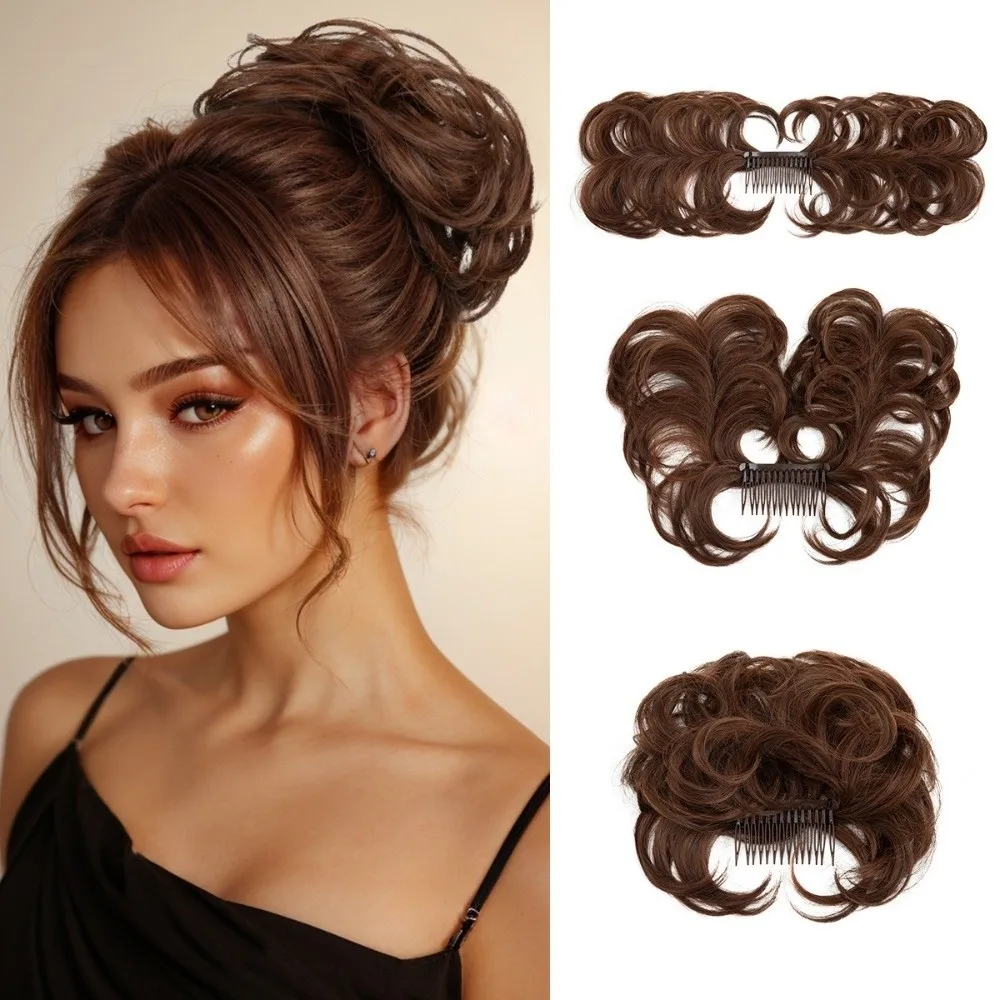 Short Length Clip in Hair Bun Lightweight Adjustable Styles Messy Bun Hair Piece Easy To Use Hairpiece for Women Daily Styling