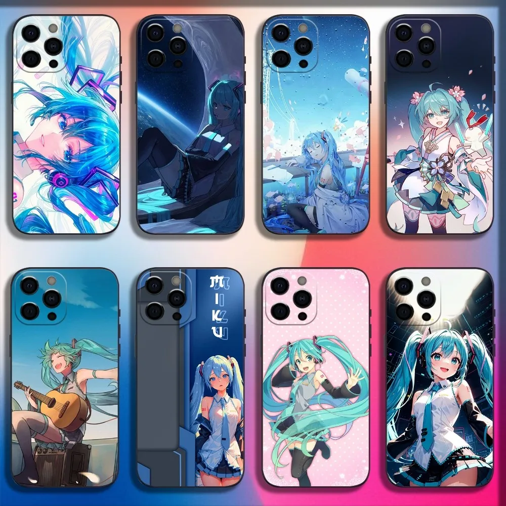 H-Hatsunes Miku Phone Case For iPhone 16,15,14,13,12,11,Pro,X,XS,Max,XR,Plus,Mini Soft Black Cover