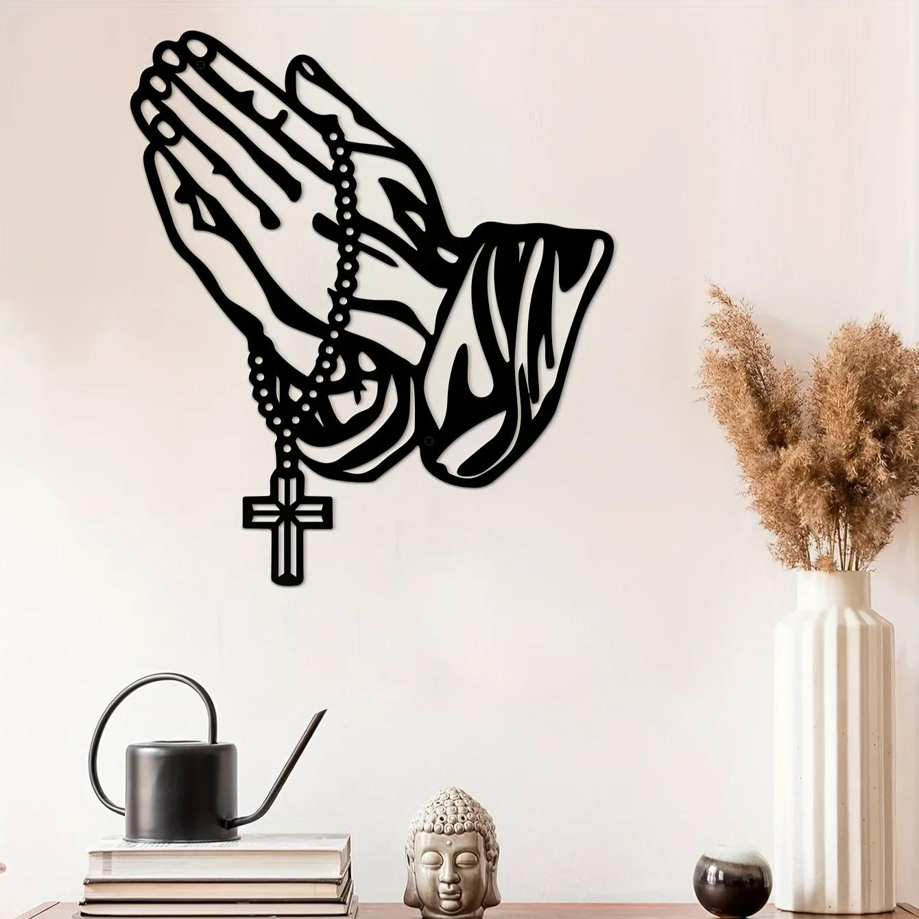 HelloYoung Prayer Metal Wall Art Faith Wall Decor Cross Interior Decor Suitable for Bedroom Office Wall Decor Easter Decoration