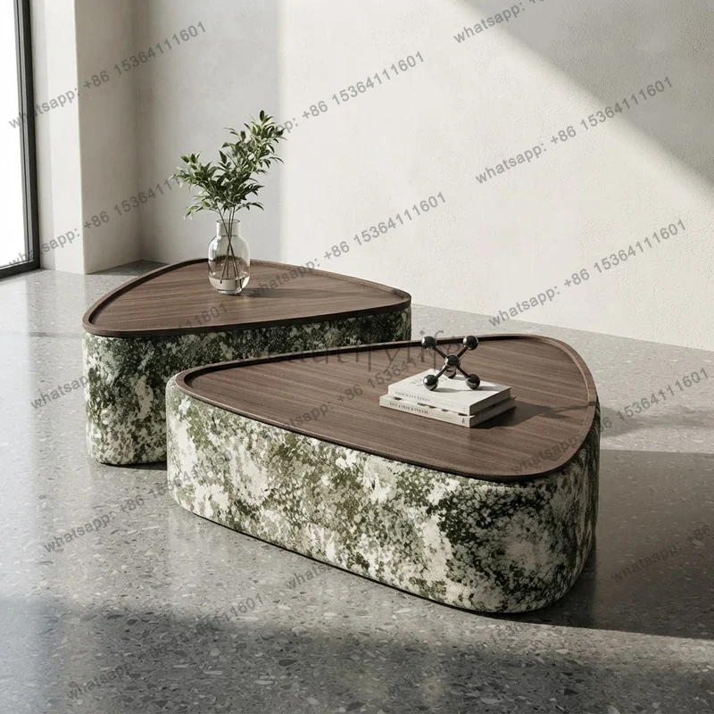 LSModern Geometric Wood Coffee Tables Italian Designer Storage Side Table Luxury Living Room Furniture Center Sofa Table