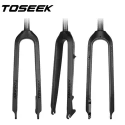 TOSEEK Bike MTB widelec widelec rowerowy sztywny widelec z włókna węglowego 26er 27.5er 29er Quick Release 100x9mm lekki 560g