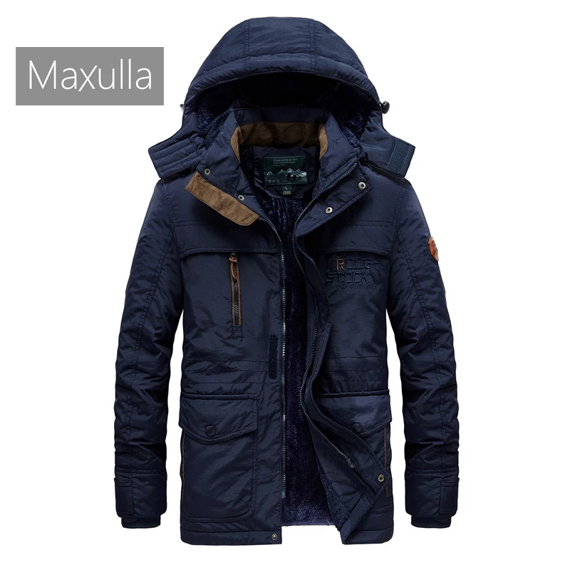 

Maxulla Autumn Winter Men's Fleece Hooded Jacket Outdoor Casual Warm Slim Coat Fashion Cotton Windproof Jacket Men's Clothing