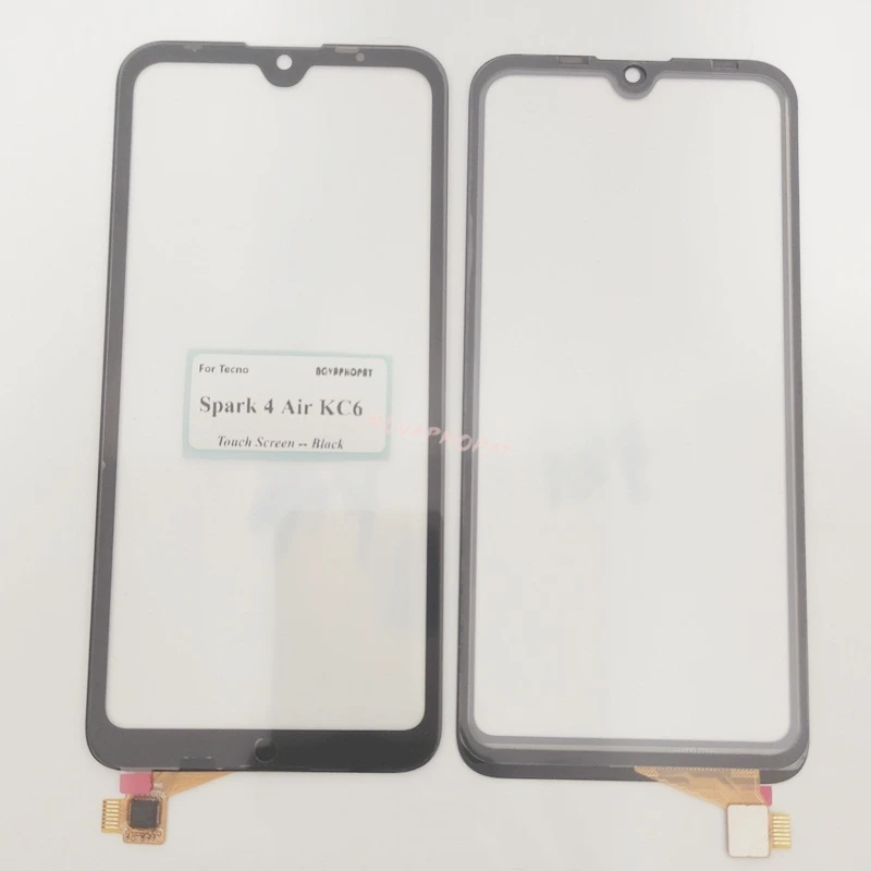 Протестированный черный датчик для Tecno Spark 4 Air KC6 KC1J, сенсорный экран, дигитайзер, переднее стекло, объектив, панель, замена экрана