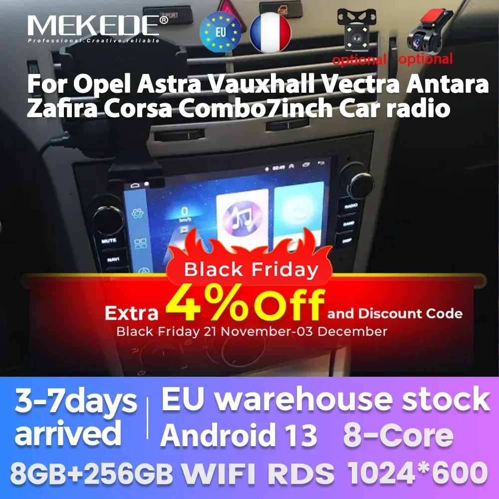 MEKEDE Android 13 Car Radio for Opel Astra Vauxhall Vectra Antara Zafira Corsa Combo Multimedia Player 2 Din Carplay stereo DVD