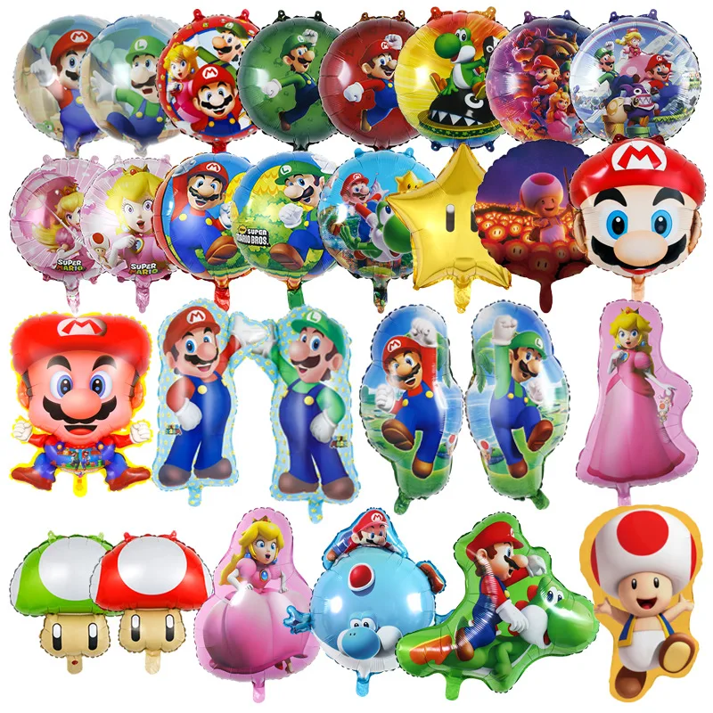 

Super Mario Bros Foil Balloon Set Birthday Party Supplies Boys Girl Favors DIY Aluminium Film Family Event Gift Party Decoration