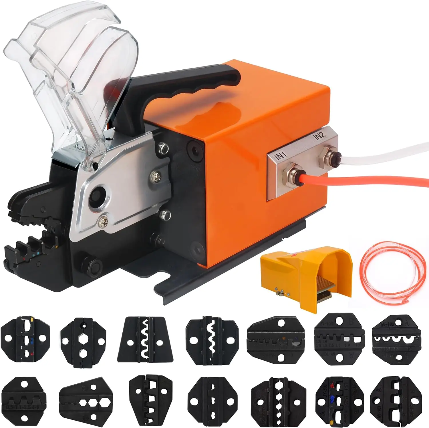 AM-10 Pneumatic Crimping Tool Multifunction Pneumatic Crimper Plier Machine  For Many Kinds Of Terminals with 14 Die Sets