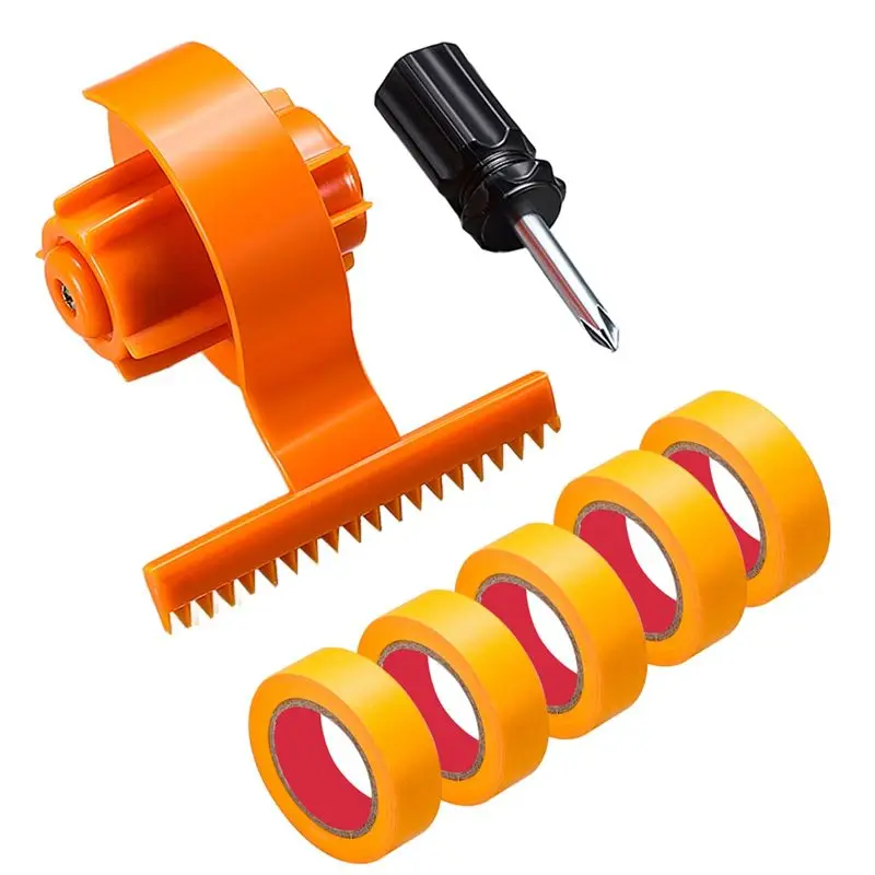 ABJO-Masking Tape Dispenser Masking Paint Tape Applicator W Scale Adjustable Width For Wall Door Window (With 5 Roll Tape)