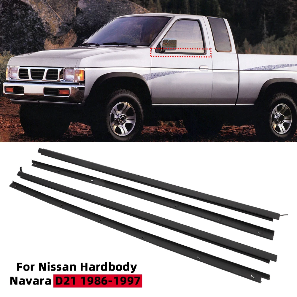 

4pcs Car Door Window Glass Weatherstrips For Nissan Hardbody Navara D21 1986-1997 1991 1992 1993 Doors Outside Trim Seal Belt