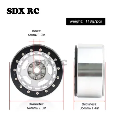 4 Stück Metall 2,2" Beadlock Felge Radnabe für 1/10 RC Crawler Auto Axial SCX10 Wraith Capra RR10 RBX10 TRX4 D90