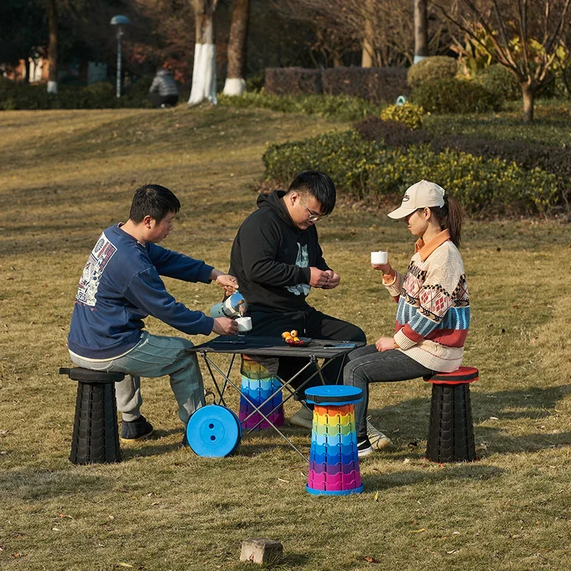 Portable Folding Stool  Lightweight Plastic Subway Queuing Chair And Outdoor Camping Fishing With Carry Bag Telescopic Stool