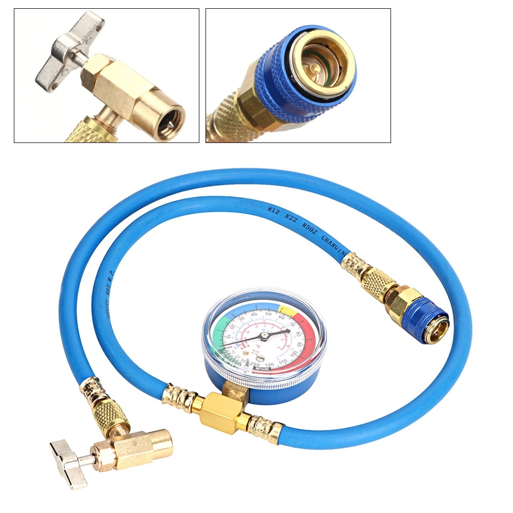 R134A Recharge Measuring Hose Can Tap Gauge Refrigerant Charging Pipe Gauge Measuring Kit Copper Auto Car Accessories