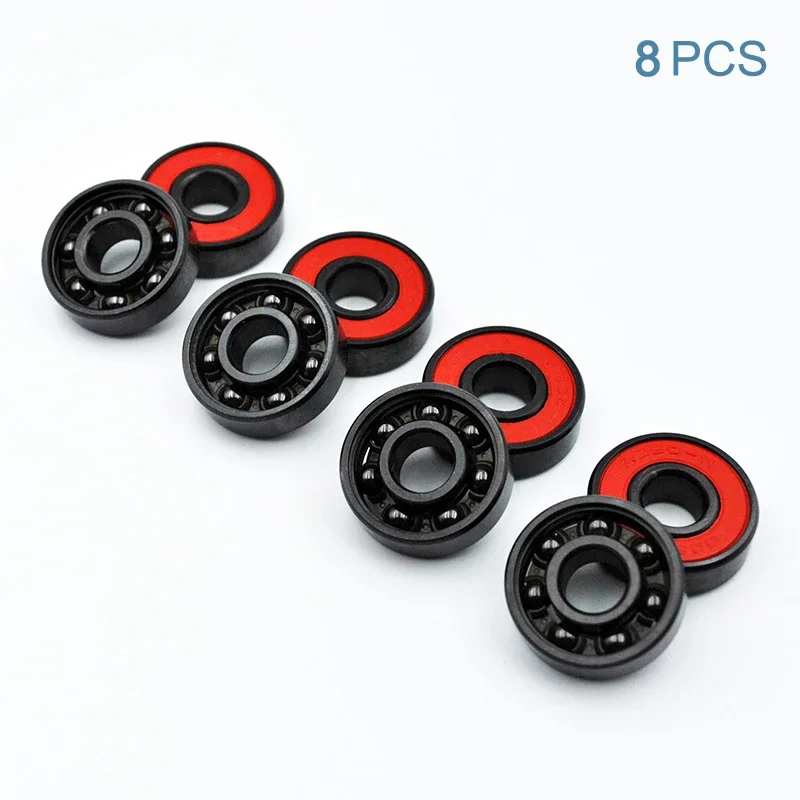 8pcs 608 2RS Hybrid Black Ceramic Ball Bearing 8*22*7mm ABEC-11 High Speed Roller Skate Skateboard Wheel Miniature Bearings