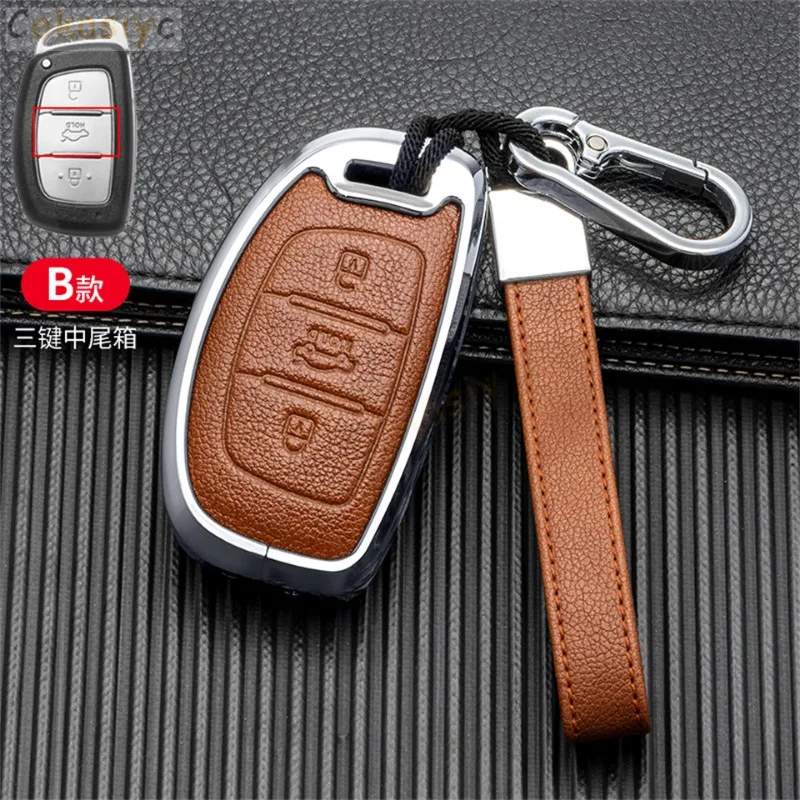 Car Key Case Cover For Hyundai IX25 IX35 I20 I30 I40 hb20 Santa Fe Creta Solaris 2017 3 Buttons Shell Accessories Car-Styling