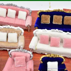 1:25 Miniature Sofa for Dollhouse Accessories Mini Pillow Couch Chair Furniture Toy Interior Decoration Modeling Craft Ornament