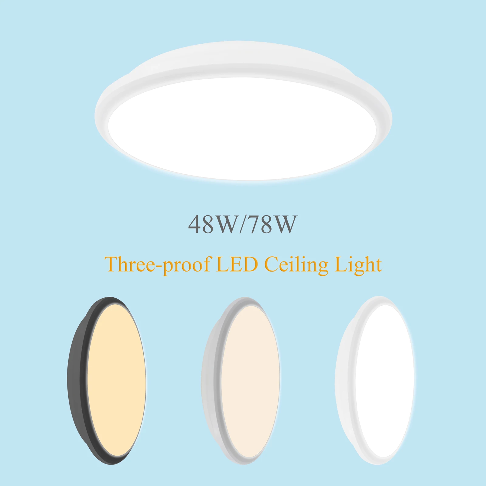 

Indoor LED Ceiling Light Modern Round Tri-proof Light 48W 78W Dustproof Three-Color Light For Living Room Bedroom