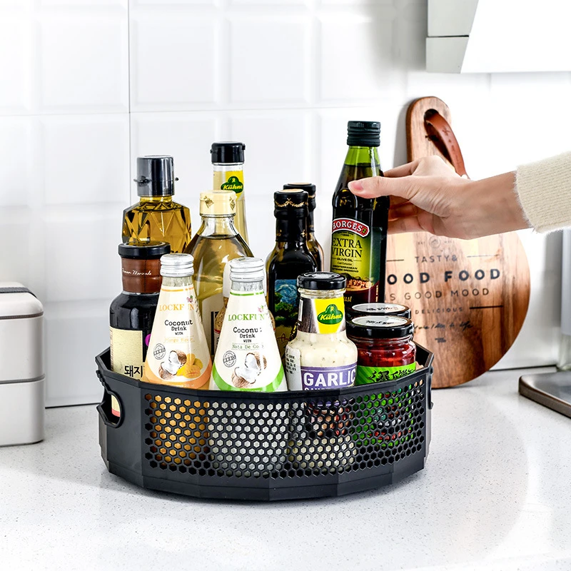 

360°rotating Seasoning Storage Rack Kitchen Spice Condiment Storage Holder Bathroom Cosmetic Organizer Shelf Kitchen Accessories