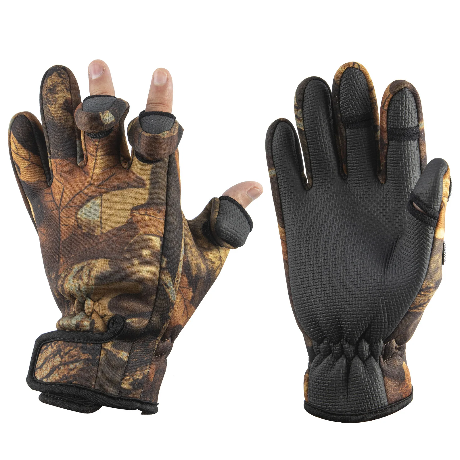 Anti-Slip Fishing Gloves for Man Winter with 3 Fingerless Breathable Warm Protective Gloves Waterproof Cycling Outdoor