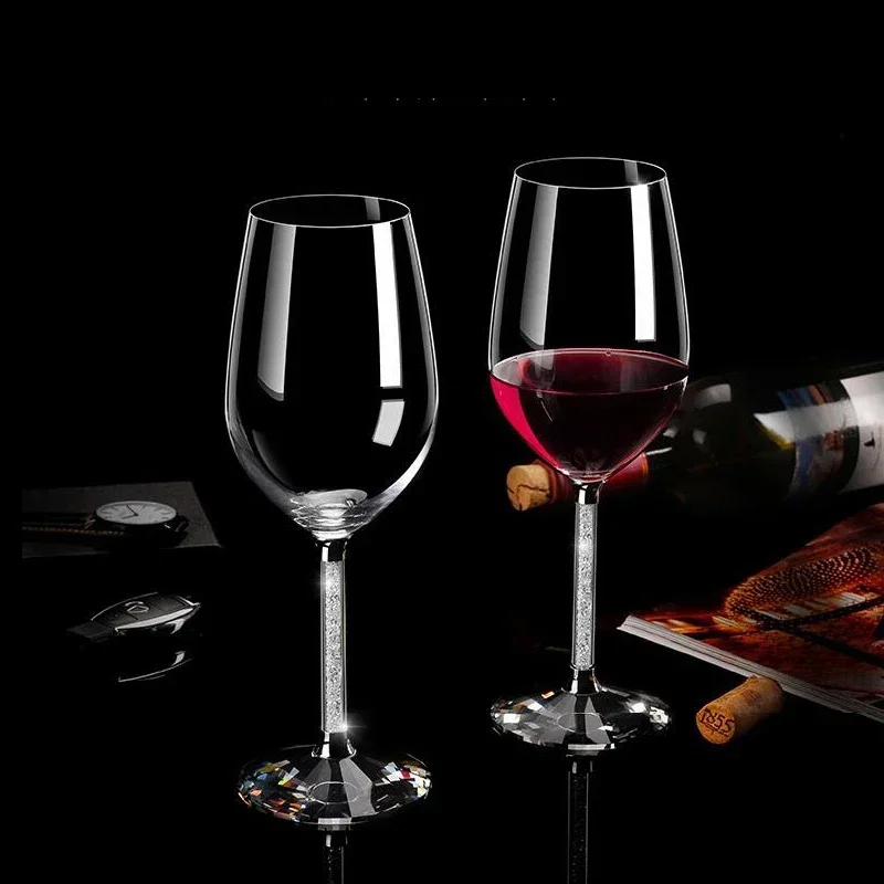 1-7Pcs/Set Goblet Wine Glass Lead-Free Crystal Water Glass 470/700ml High-Grade Leather Box Champagne Glasses Red Wine Set