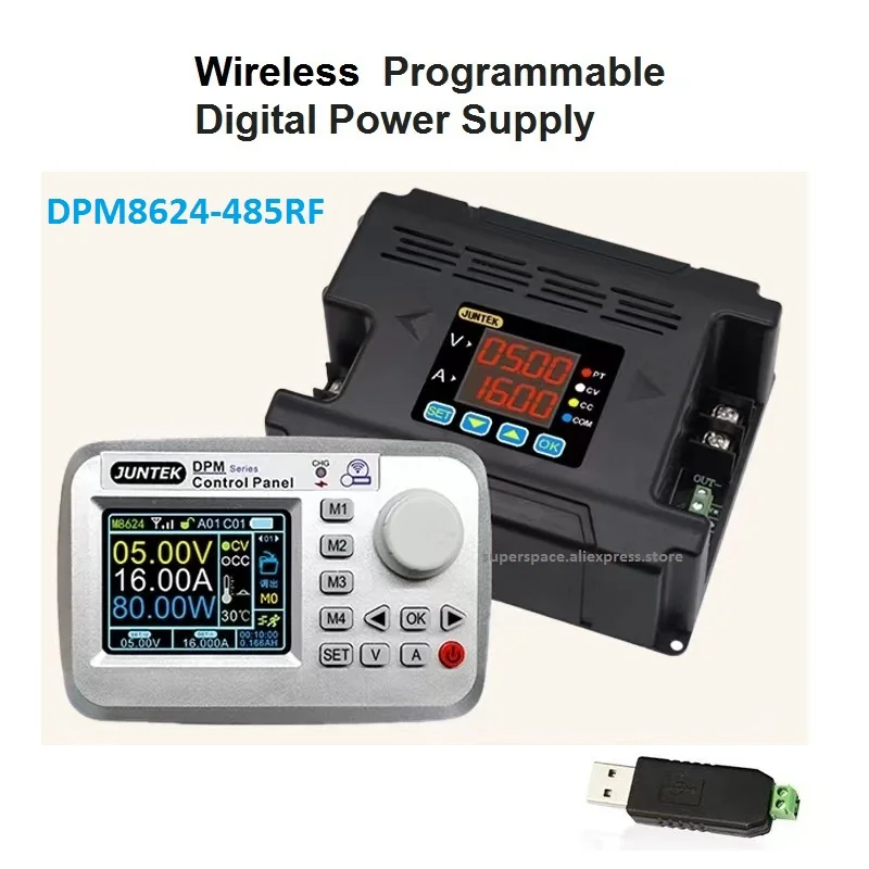 JUNTEK DPM8624 60V 24A Programmable DC Power Supply Adjustable Step Down Voltage Buck Converter 485 Wireless Communication