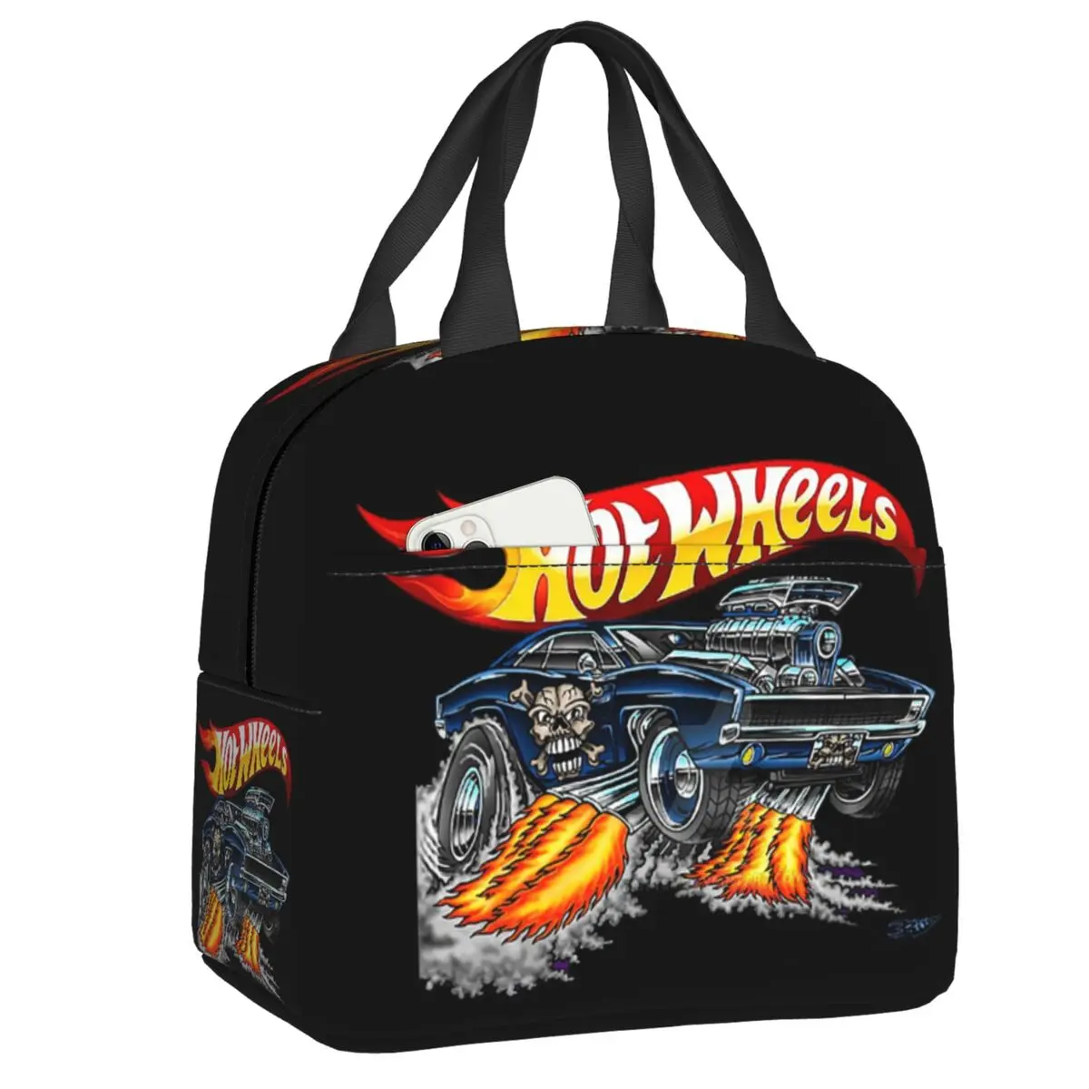 Custom Sport Car Hot Wheels Acceleracers Insulated Lunch Bag for Women Waterproof Cartoon Car Thermal Cooler Lunch Tote School 