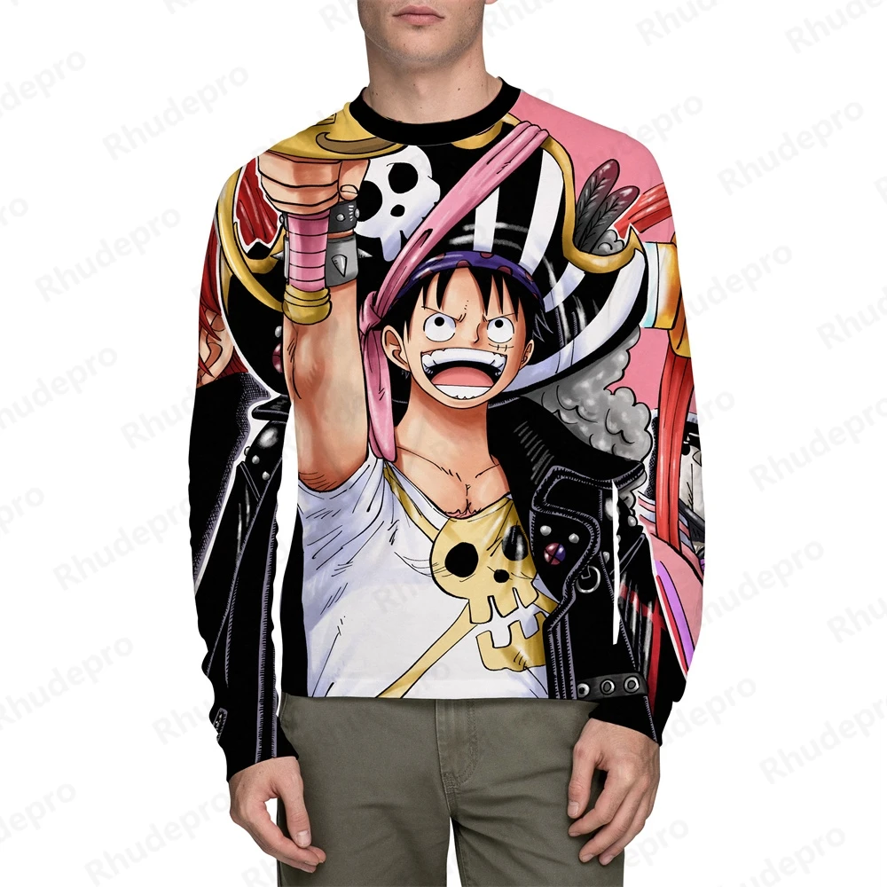 

2024 New Men's One Piece Anime Monkey D. Luffy 3D Printing Role Play Women's Long sleeve Street T-shirts Unisex Oversized